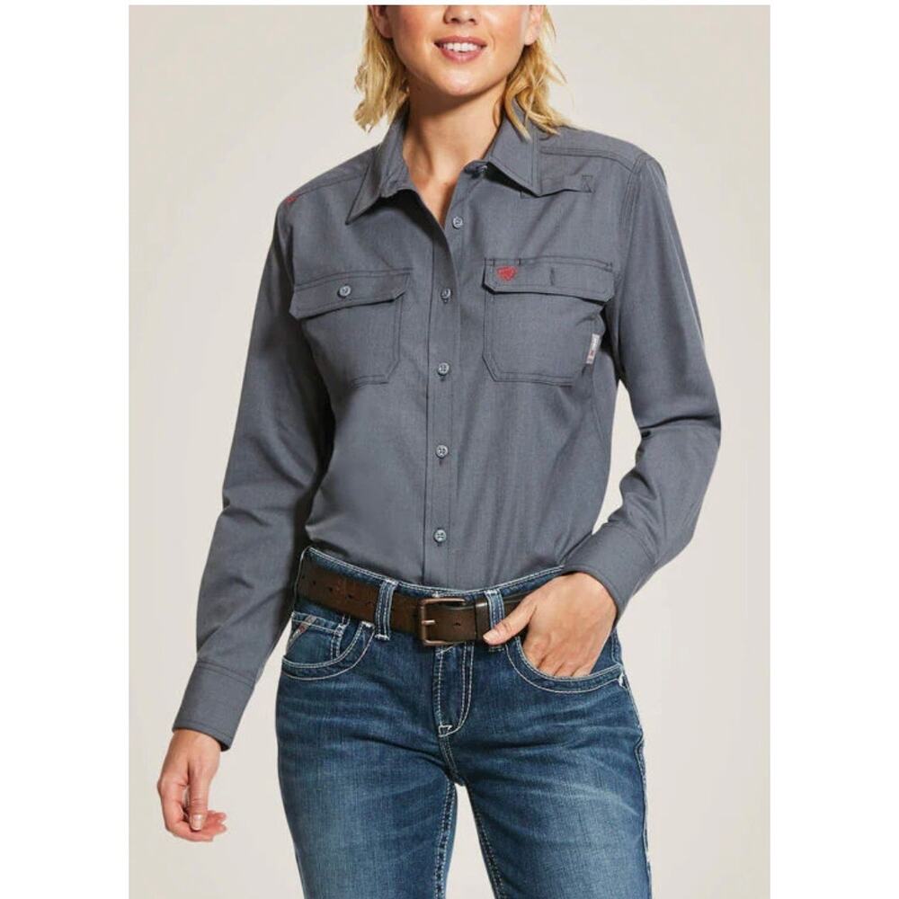 Ariat Women's FR Featherlight Flame resistant work shirt in Gunmetal sz small